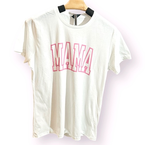 MAMA T-Shirt | Gildan Softstyle Women’s Fit | Size L | White with Pink Text | - Picture 3 of 5